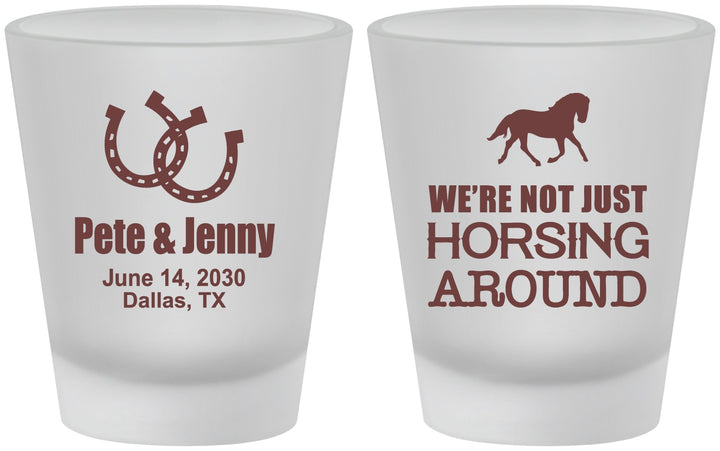 Custom Wedding Frosted Shot Glasses - Horseshoe | 341