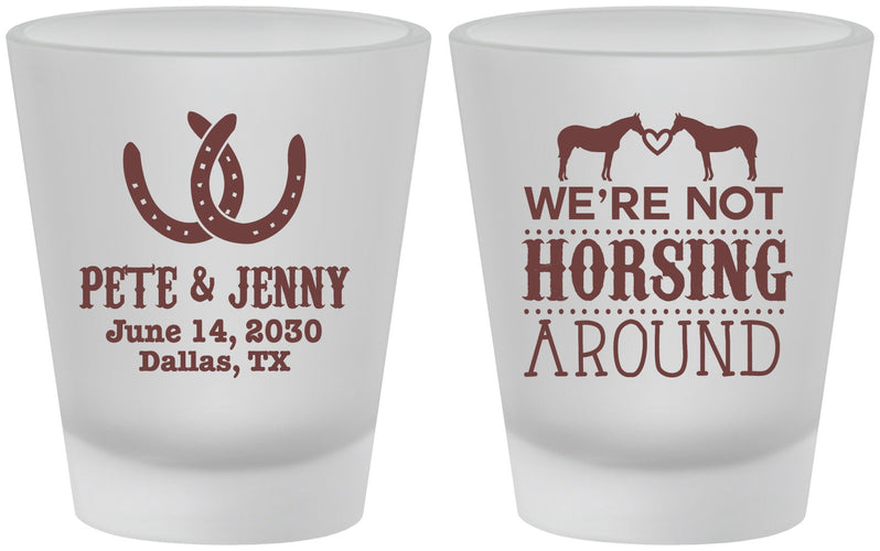 Custom Wedding Frosted Shot Glasses - Horseshoe | 342