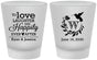 Custom Wedding Frosted Shot Glasses - Love Laughter Happily | 345