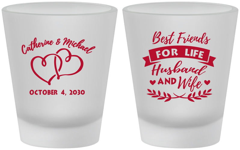 Custom Wedding Frosted Shot Glasses - Best Friends For Life | 349