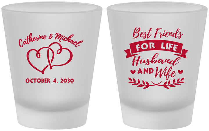 Custom Wedding Frosted Shot Glasses - Best Friends For Life | 349