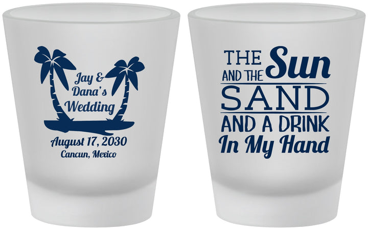 Custom Wedding Frosted Shot Glasses - Beach | 350