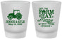 Custom Wedding Frosted Shot Glasses - Left The Farm Tractor | 351