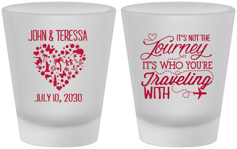 Custom Wedding Frosted Shot Glasses - Journey Traveling With | 354
