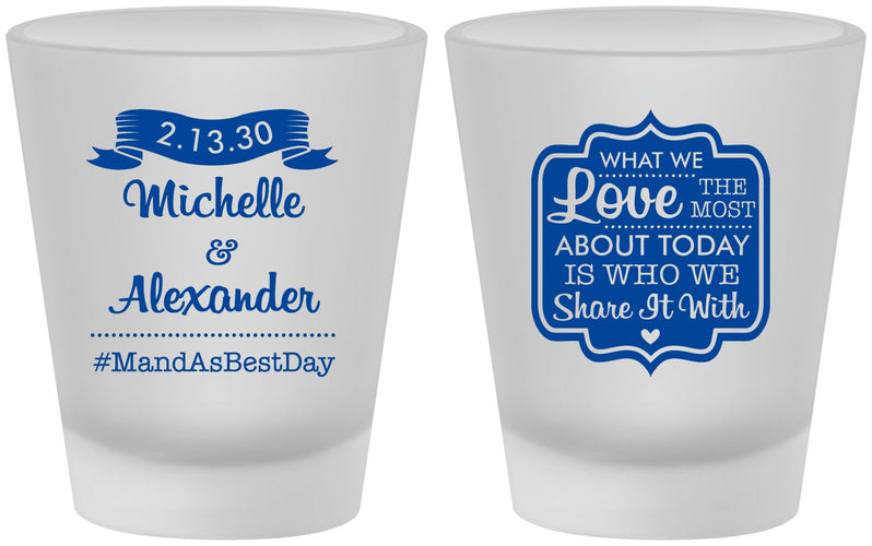 Custom Wedding Frosted Shot Glasses - Love Story | 359