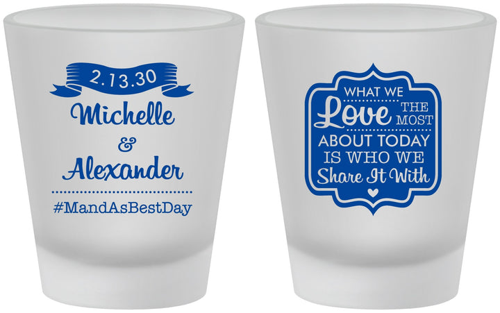 Custom Wedding Frosted Shot Glasses - Love Story | 359