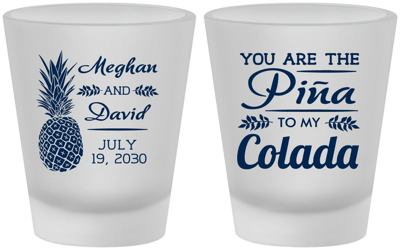 Custom Wedding Frosted Shot Glasses - Pina Colada | 364