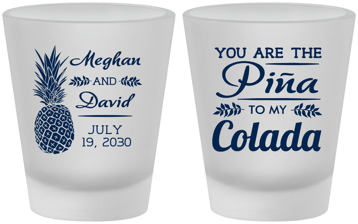 Custom Wedding Frosted Shot Glasses - Pina Colada | 364