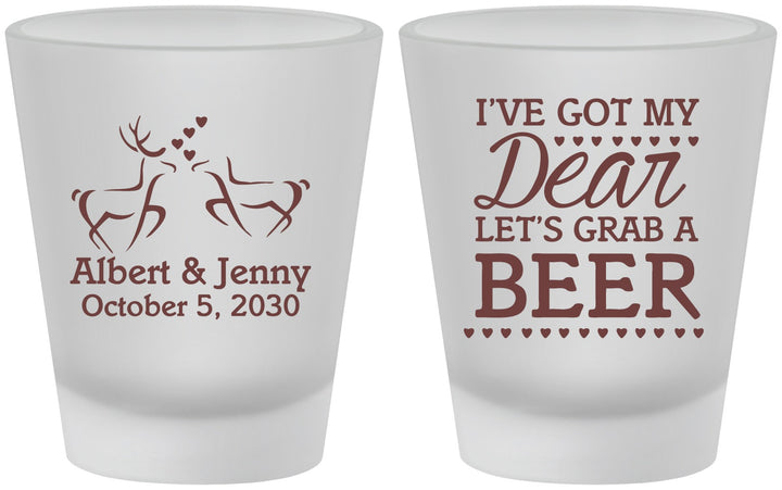 Custom Wedding Frosted Shot Glasses - Dear Beer | 372