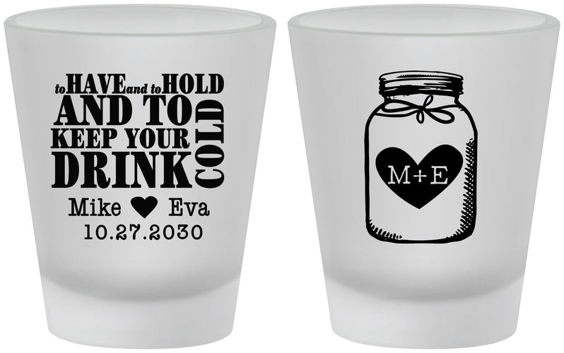Custom Wedding Frosted Shot Glasses - Mason Jar | 373