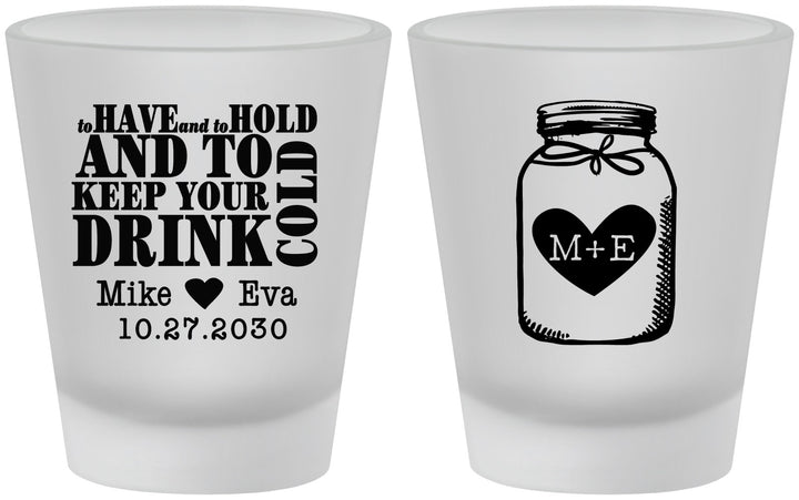 Custom Wedding Frosted Shot Glasses - Mason Jar | 373