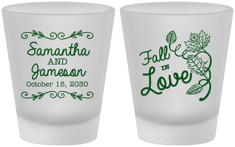 Custom Wedding Frosted Shot Glasses - Fall In Love | 377