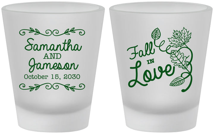 Custom Wedding Frosted Shot Glasses - Fall In Love | 377