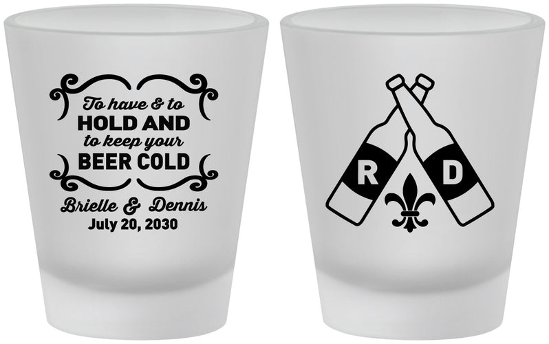 Custom Wedding Frosted Shot Glasses - Fleur De Lis | 378