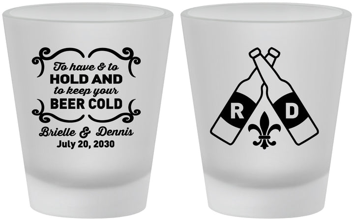 Custom Wedding Frosted Shot Glasses - Fleur De Lis | 378