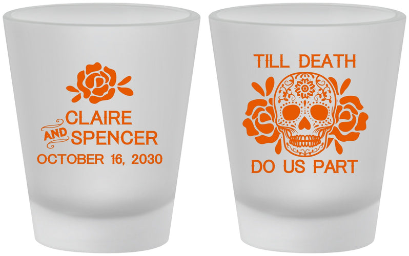 Custom Wedding Frosted Shot Glasses - Till Death Do Us Part | 380