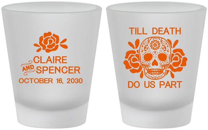 Custom Wedding Frosted Shot Glasses - Till Death Do Us Part | 380
