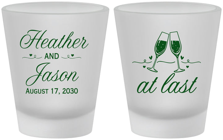 Custom Wedding Frosted Shot Glasses - At Last | 382
