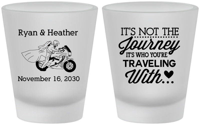 Custom Wedding Frosted Shot Glasses - Journey Traveling With | 385