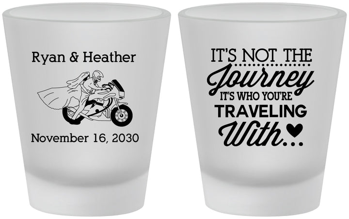 Custom Wedding Frosted Shot Glasses - Journey Traveling With | 385
