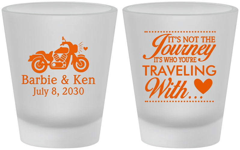 Custom Wedding Frosted Shot Glasses - Journey Traveling With | 388