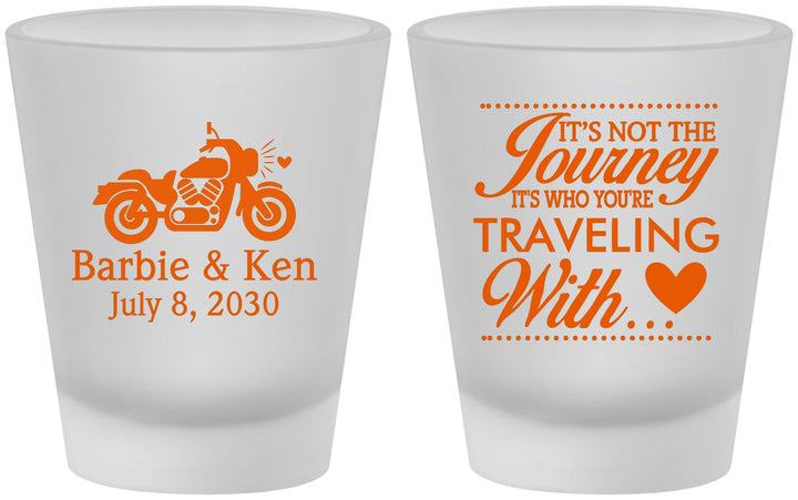 Custom Wedding Frosted Shot Glasses - Journey Traveling With | 388