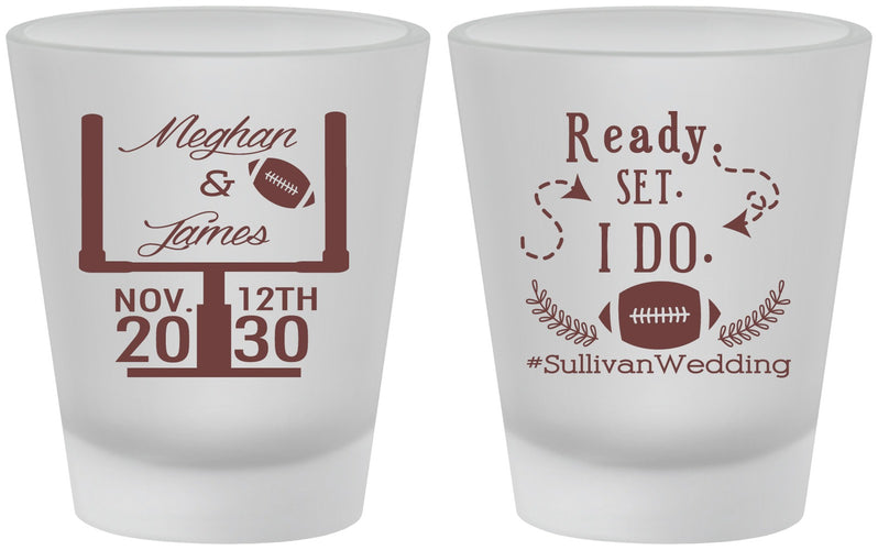 Custom Wedding Frosted Shot Glasses - Football | 394