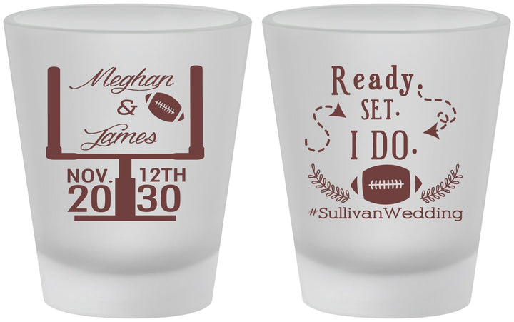 Custom Wedding Frosted Shot Glasses - Football | 394