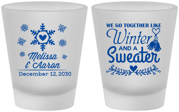 Custom Wedding Frosted Shot Glasses - Christmas Winter | 399