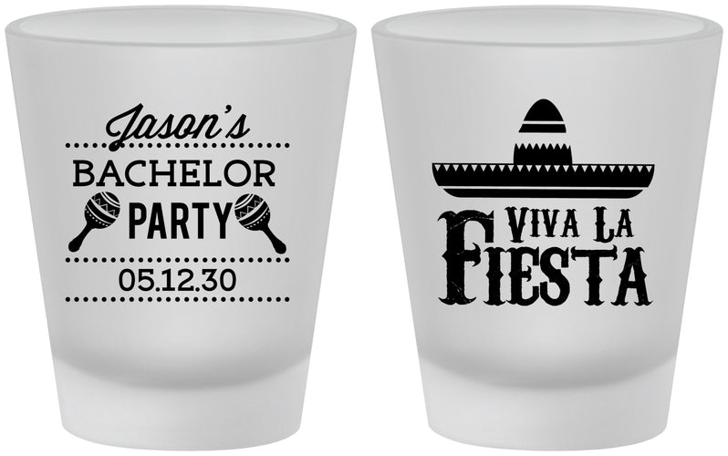 Custom Bachelor Party Frosted Shot Glasses - Viva La Fiesta Mexican | 40001