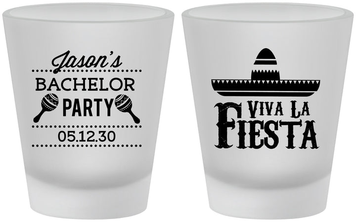 Custom Bachelor Party Frosted Shot Glasses - Viva La Fiesta Mexican | 40001