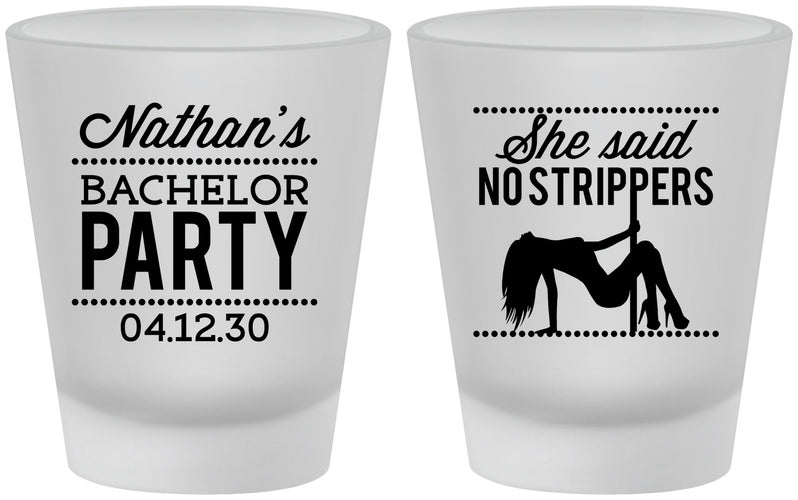 Custom Bachelor Party Frosted Shot Glasses - Strip Club | 40008