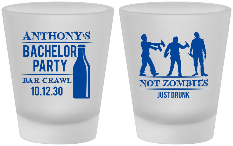 Custom Bachelor Party Frosted Shot Glasses - Bar Crawl | 40010