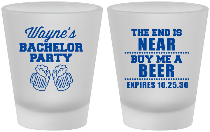 Custom Bachelor Party Frosted Shot Glasses - Beer | 40014