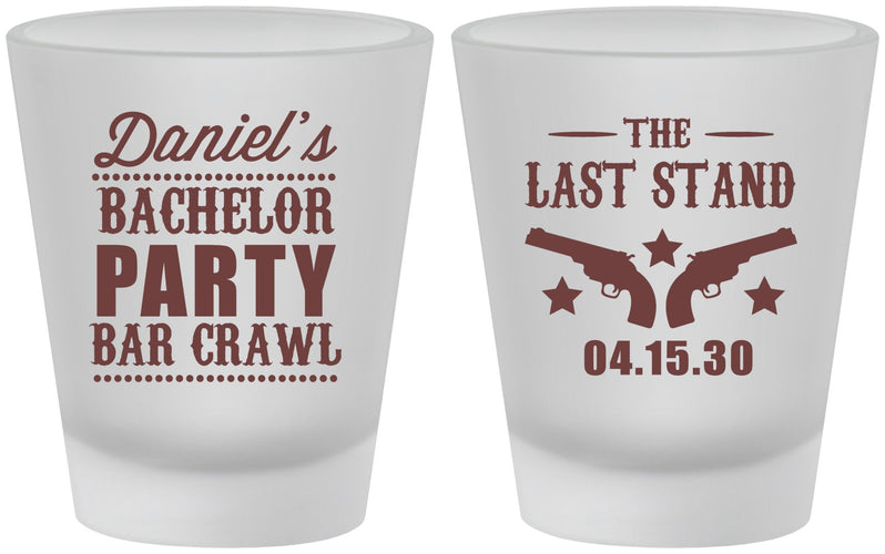Custom Bachelor Party Frosted Shot Glasses - The Last Stand | 40016