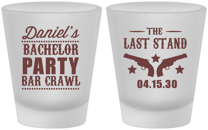 Custom Bachelor Party Frosted Shot Glasses - The Last Stand | 40016