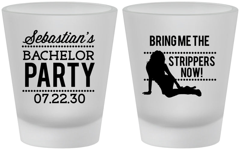 Custom Bachelor Party Frosted Shot Glasses - Strip Club | 40017