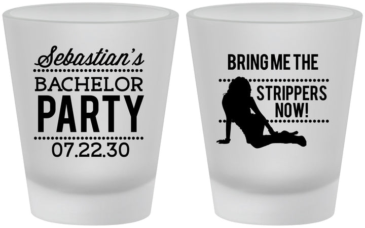 Custom Bachelor Party Frosted Shot Glasses - Strip Club | 40017
