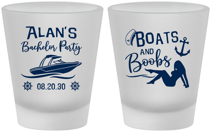 Custom Bachelor Party Frosted Shot Glasses - Nautical Boats | 40021