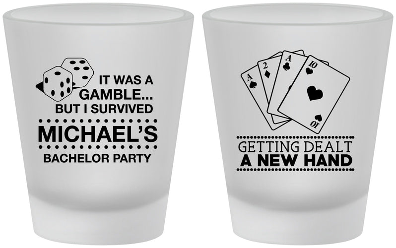Custom Bachelor Party Frosted Shot Glasses - Las Vegas | 40025