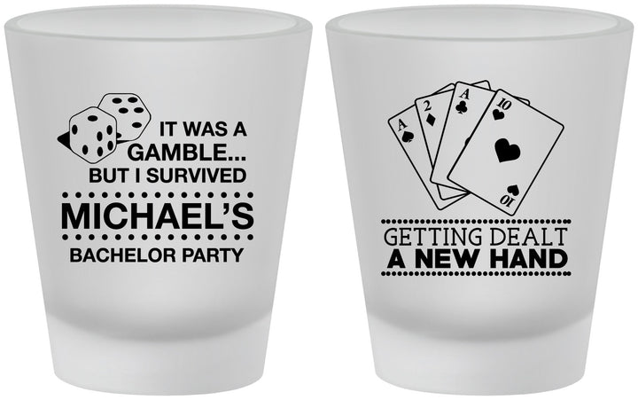 Custom Bachelor Party Frosted Shot Glasses - Las Vegas | 40025