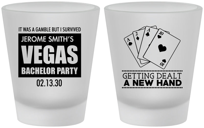 Custom Bachelor Party Frosted Shot Glasses - Las Vegas | 40026