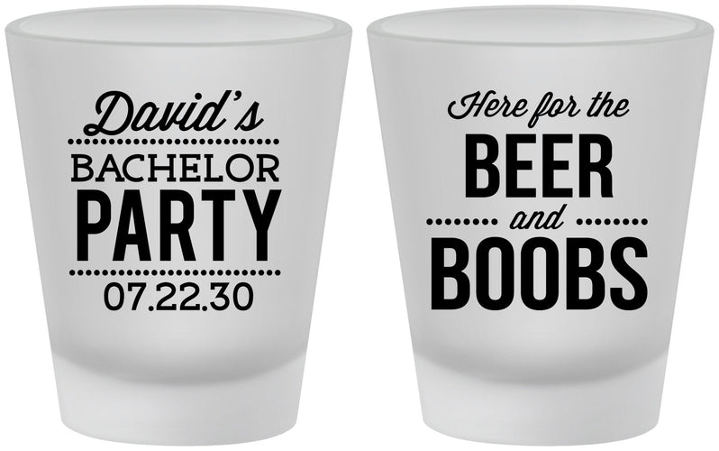 Custom Bachelor Party Frosted Shot Glasses - Beer And Boobs | 40027