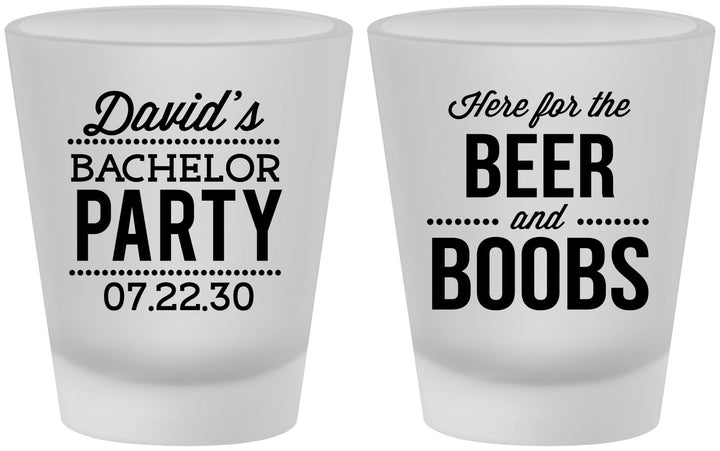 Custom Bachelor Party Frosted Shot Glasses - Beer And Boobs | 40027