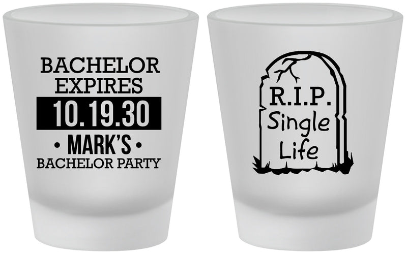 Custom Bachelor Party Frosted Shot Glasses - Rip Single Life | 40028