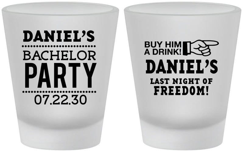 Custom Bachelor Party Frosted Shot Glasses - Last Night Of Freedom | 40029