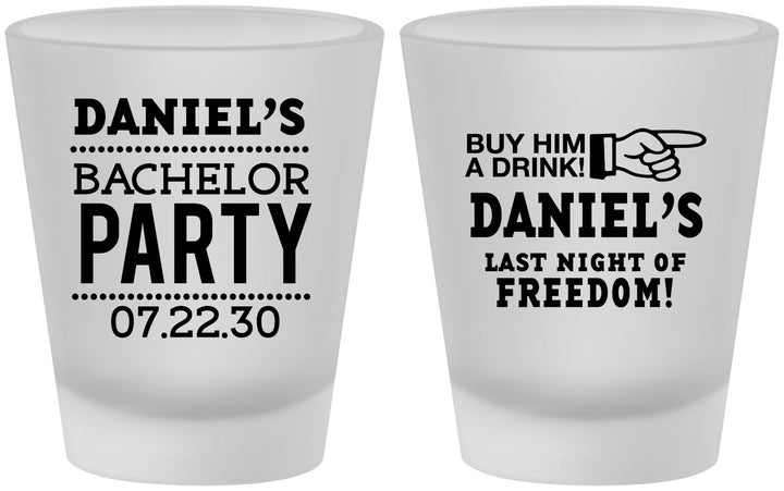 Custom Bachelor Party Frosted Shot Glasses - Last Night Of Freedom | 40029