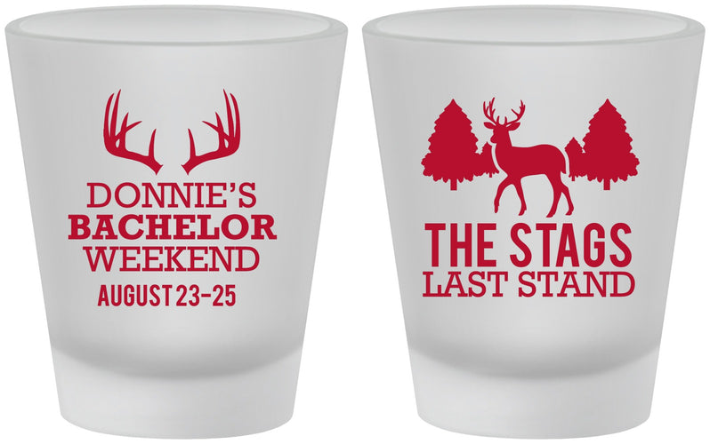 Custom Bachelor Party Frosted Shot Glasses - Stags Last Stand | 40033