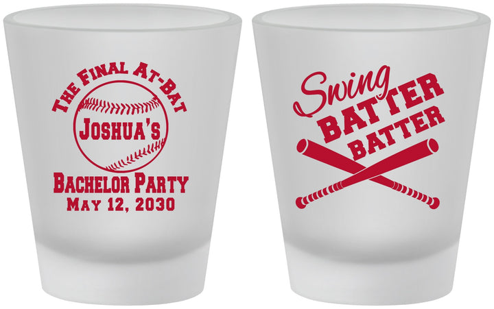 Custom Bachelor Party Frosted Shot Glasses - Baseball | 40038
