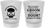 Custom Bachelor Party Frosted Shot Glasses - Groom Doom Skull | 40041